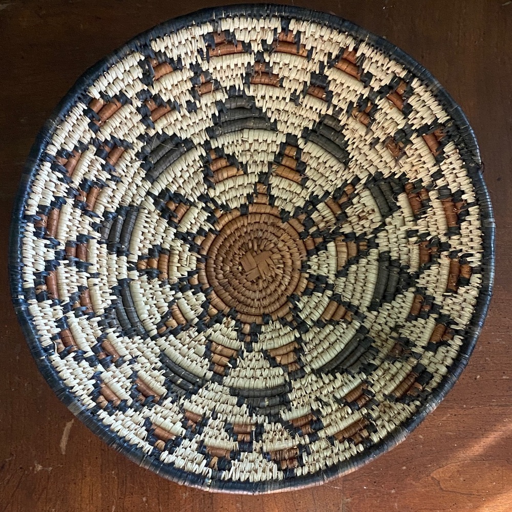 Handwoven Decorative Woven Basket - Natural, Brown, Black